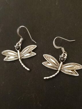 Dragonfly Silver with Black Crystal Face & AB Crystal Chip Wings